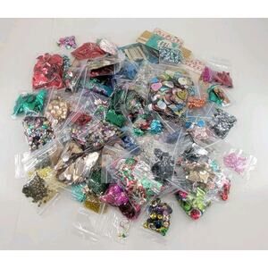 HUGE Lot Mixed Beads & Jewelry Making Supplies - Charms, Findings, Sequins DIY